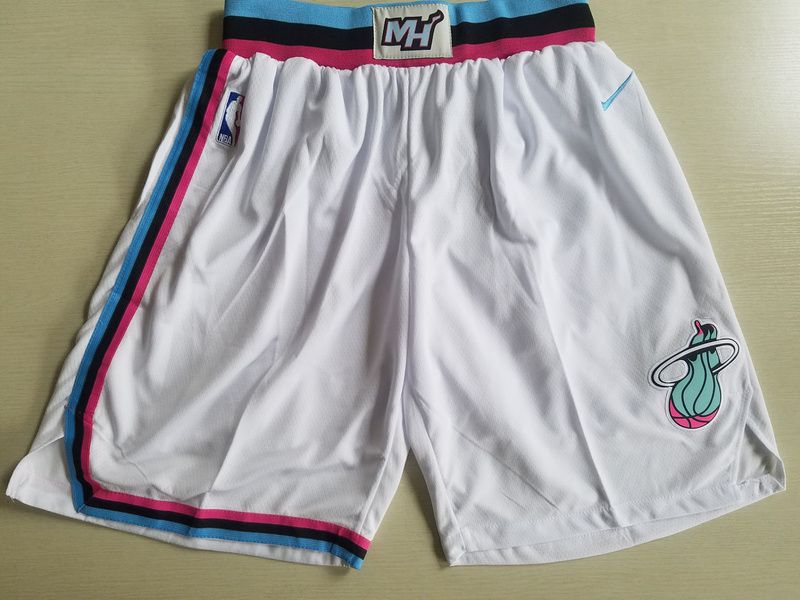 2018 Men NBA Nike Miami Heat white shorts
